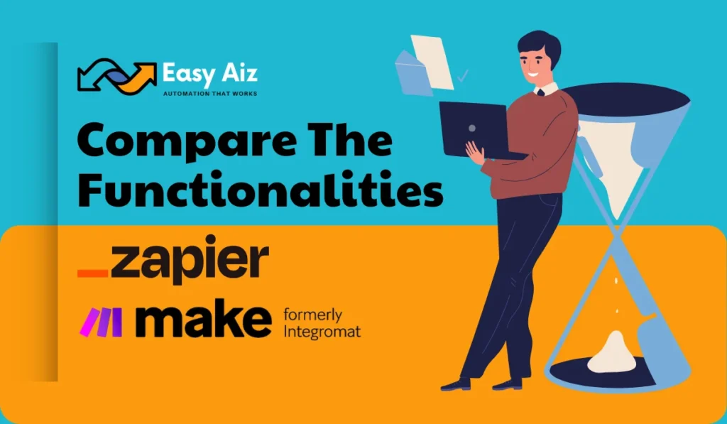 Compare the functionalities of Zapier and make