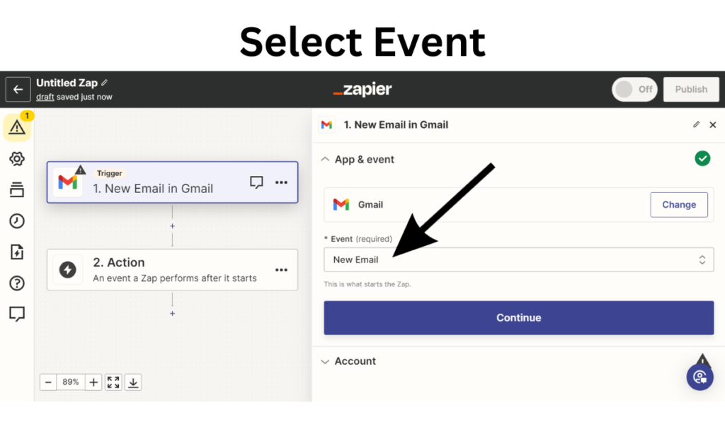 Select the event Gmail