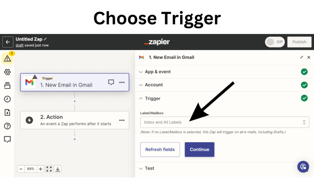 choose trigger Gmail