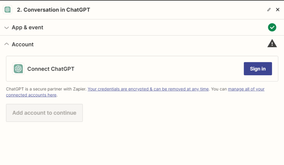 connect your chatGPT account