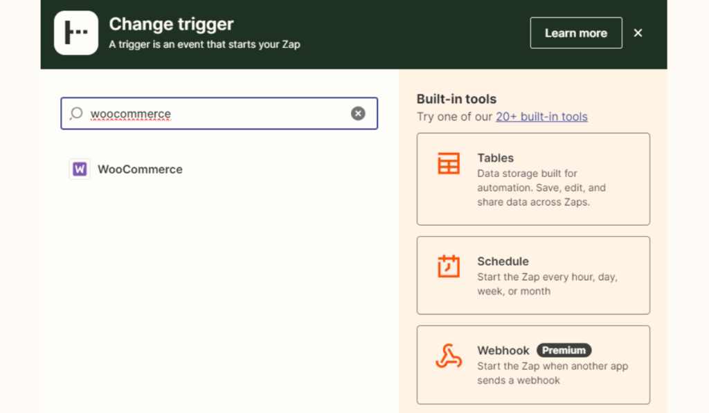 create a new Zap and select trigger app