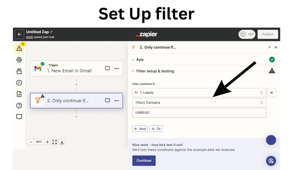 setup Filter in your zap