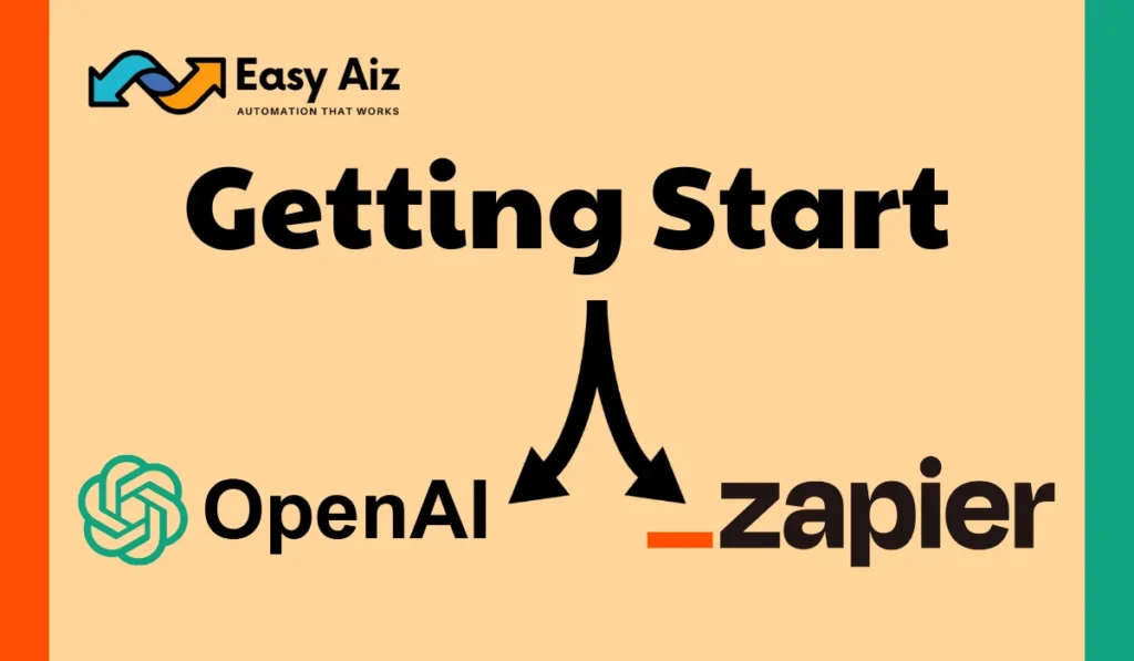 Getting Start with 2 arrows that showing the OpenAI and zapier logo
