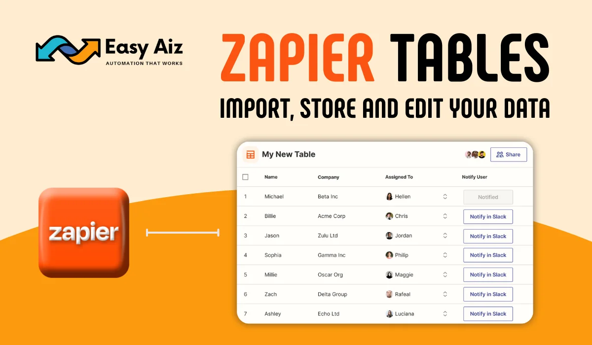 Zapier Tables Import, Store and edit your data