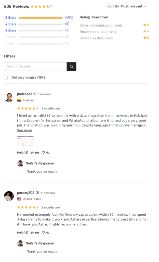 Client reviews about Ashar Malik on fiverr