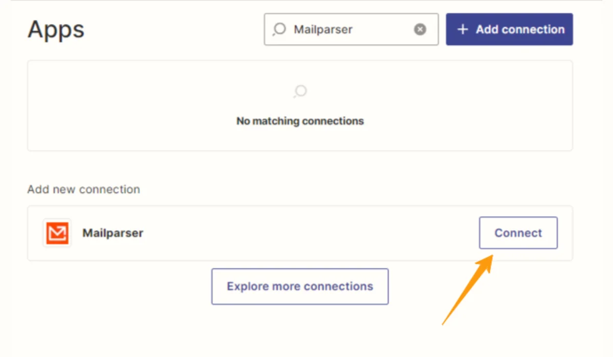 connect mailparser account with zapier