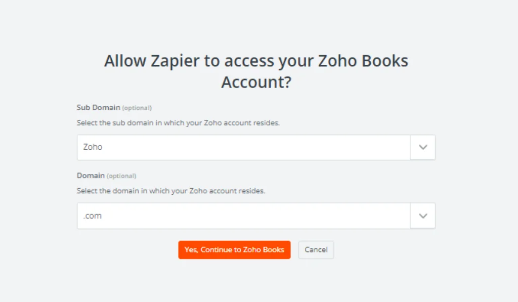 Allow Zapier to access your Zoho Books Account