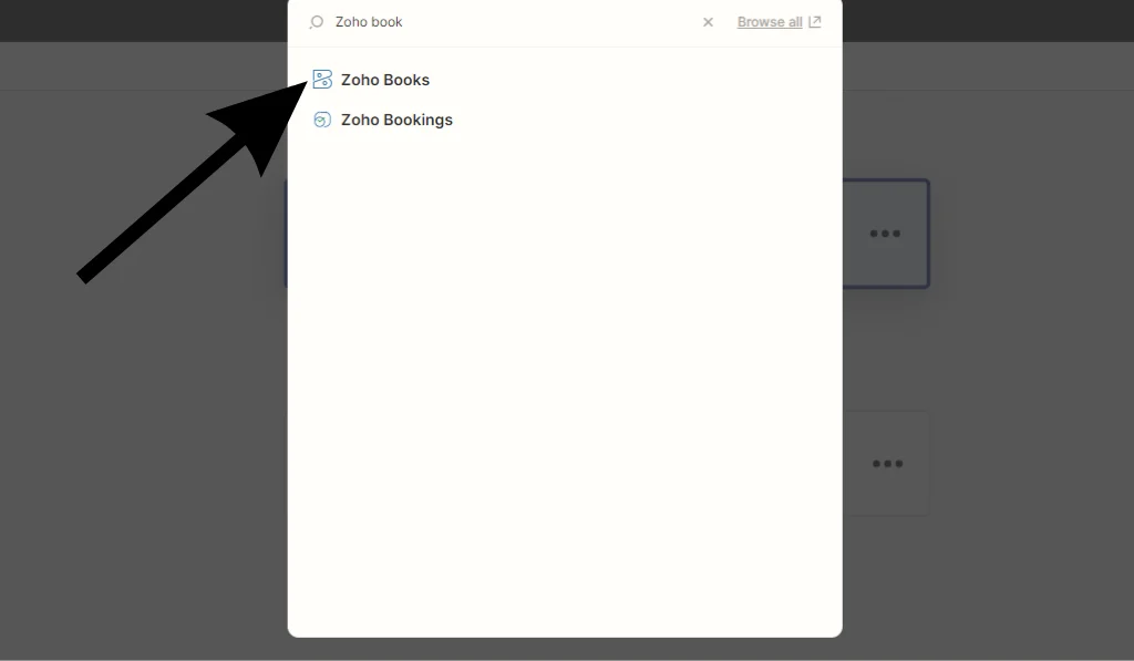 Selecting Zoho Books