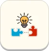 Light bulb and puzzle pieces icon representing creative solutions