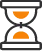 Hourglass icon with orange sand and dark gray outline