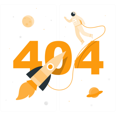404 manual error with Astronaut and flying rocket
