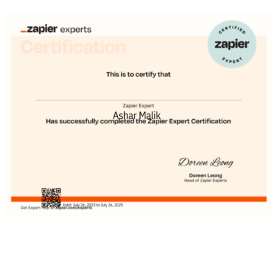 Certified Zapier Expert Ashar Malik